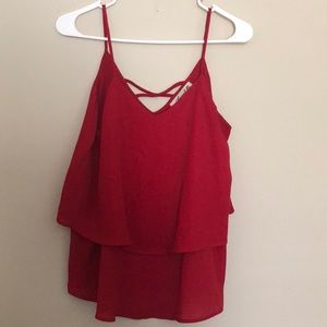 Annabella Red Layered Sleeveless Top